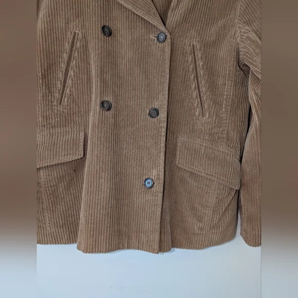 J. Crew Womens XS Corduroy Pea Coat 100% Cotton Tan Classic Preppy Cabin - Picture 2 of 7
